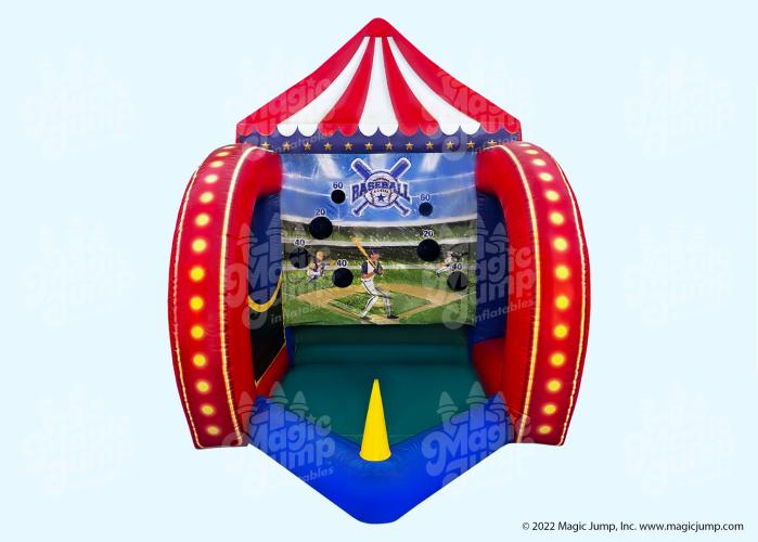 Inflatable baseball all-star toss carnival game with point-value holes