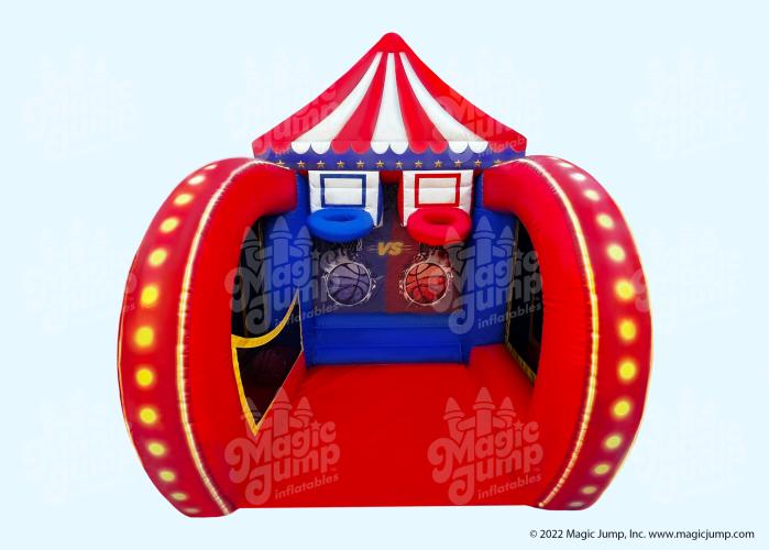 Inflatable basketball shootout carnival game with two hoops