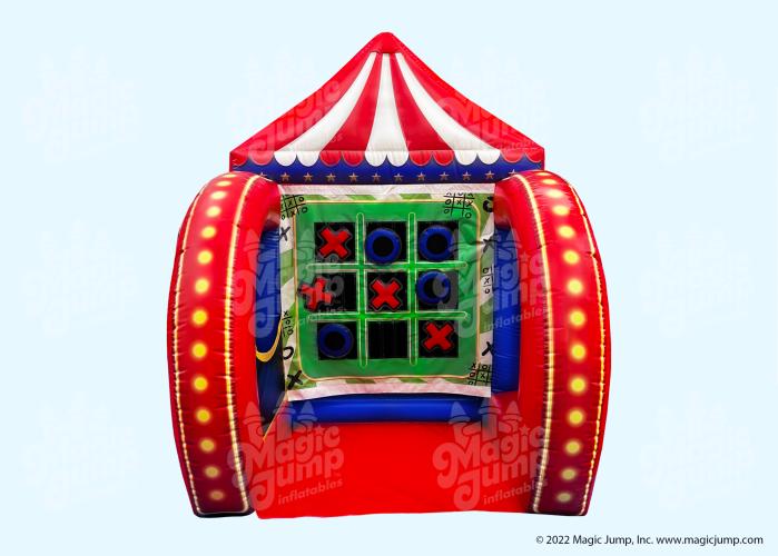Inflatable tic-tac-toe carnival game with X and O pieces